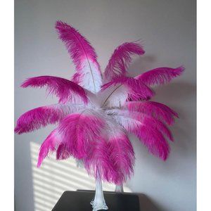 White & Fuchsia Pink Size 16-18 Inch Feather Centerpiece